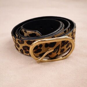Zara Leopard Print Belt with Gold Buckle